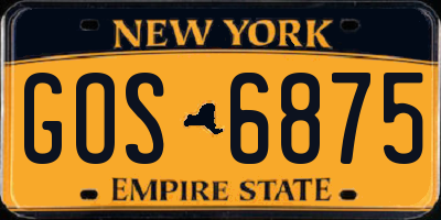 NY license plate GOS6875