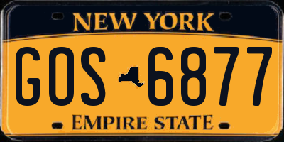 NY license plate GOS6877