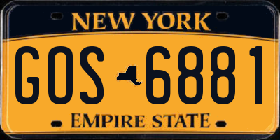 NY license plate GOS6881