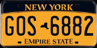 NY license plate GOS6882