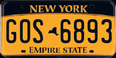 NY license plate GOS6893