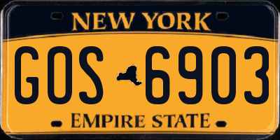 NY license plate GOS6903