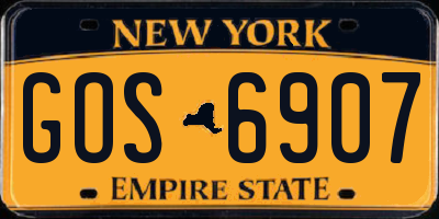 NY license plate GOS6907