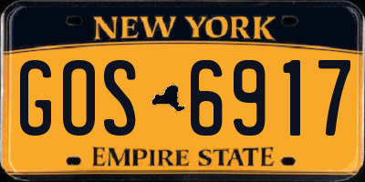 NY license plate GOS6917