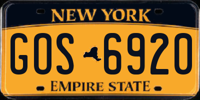 NY license plate GOS6920