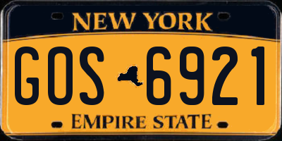 NY license plate GOS6921