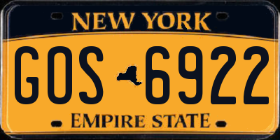 NY license plate GOS6922