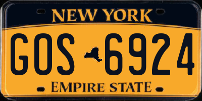NY license plate GOS6924
