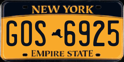 NY license plate GOS6925