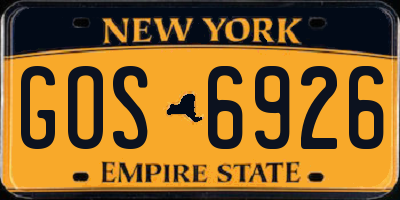 NY license plate GOS6926