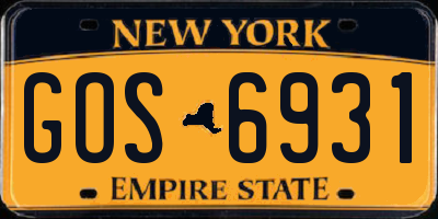 NY license plate GOS6931