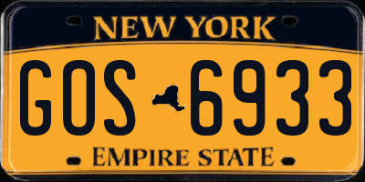 NY license plate GOS6933