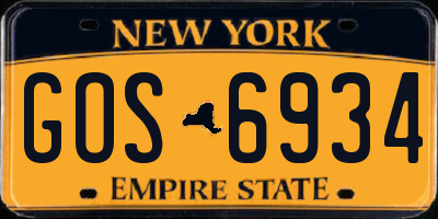 NY license plate GOS6934