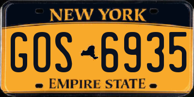 NY license plate GOS6935