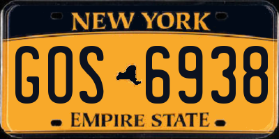 NY license plate GOS6938