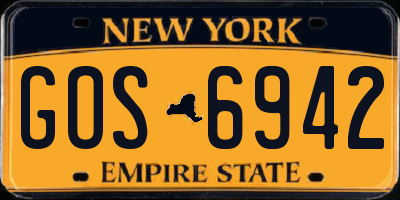 NY license plate GOS6942