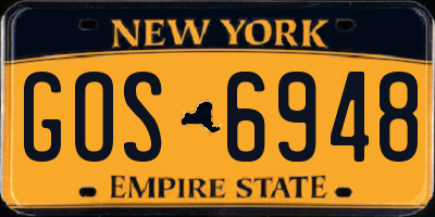 NY license plate GOS6948