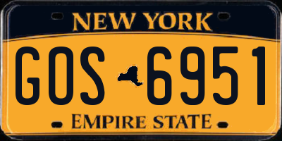 NY license plate GOS6951