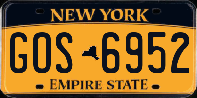 NY license plate GOS6952