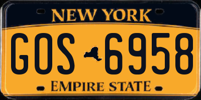NY license plate GOS6958