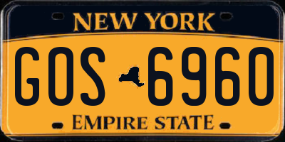 NY license plate GOS6960