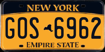 NY license plate GOS6962