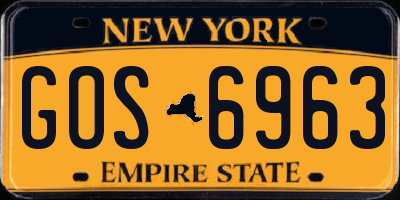 NY license plate GOS6963