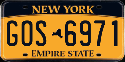 NY license plate GOS6971
