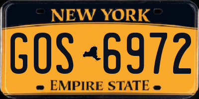 NY license plate GOS6972