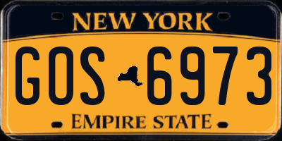 NY license plate GOS6973