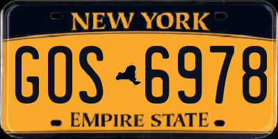 NY license plate GOS6978