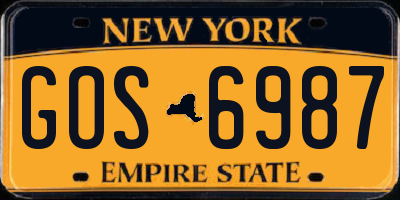 NY license plate GOS6987