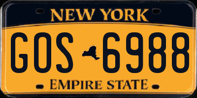 NY license plate GOS6988