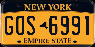 NY license plate GOS6991