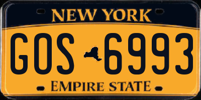 NY license plate GOS6993