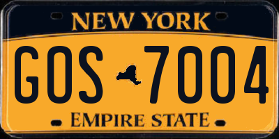 NY license plate GOS7004
