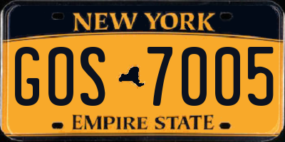 NY license plate GOS7005