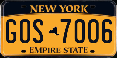 NY license plate GOS7006