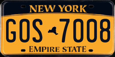 NY license plate GOS7008