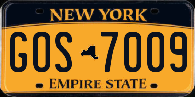NY license plate GOS7009