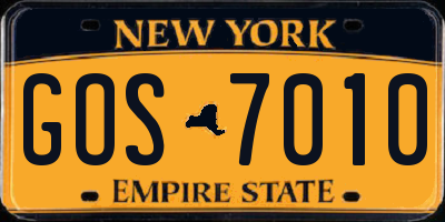NY license plate GOS7010