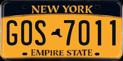 NY license plate GOS7011