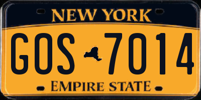 NY license plate GOS7014