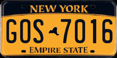 NY license plate GOS7016