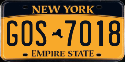NY license plate GOS7018