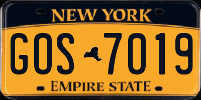 NY license plate GOS7019