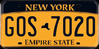NY license plate GOS7020