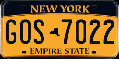 NY license plate GOS7022