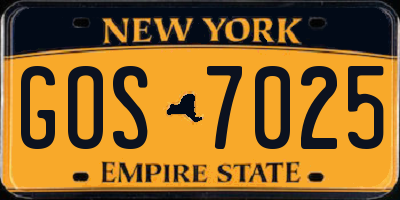 NY license plate GOS7025
