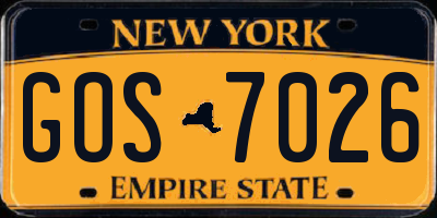 NY license plate GOS7026